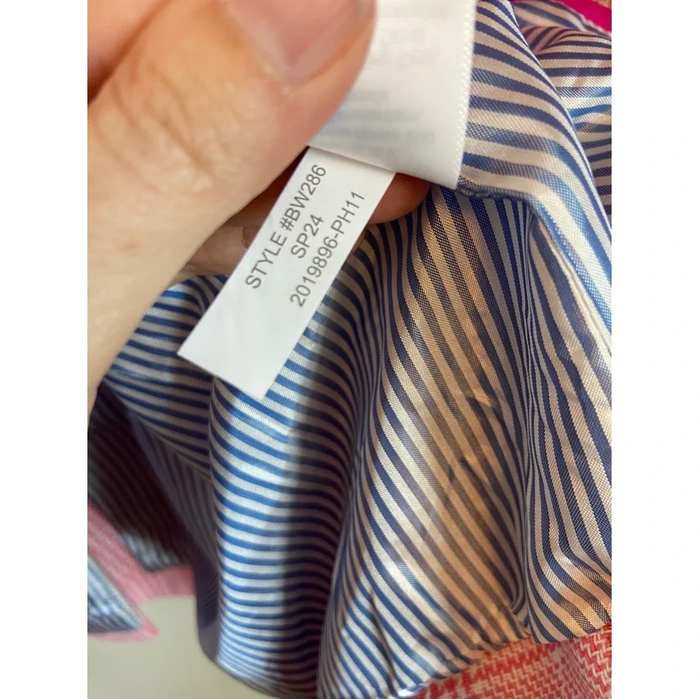 J.Crew Pink Glen Plaid One Button Blazer Linen Cotton BW286 Womens 10